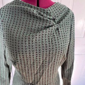 The Fold London Long Sleeve Green Chevron Dress